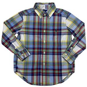 Ralph Lauren Plaid Button‎ Down Shirt Kids Size 5 Long Sleeve Multicolor Preppy